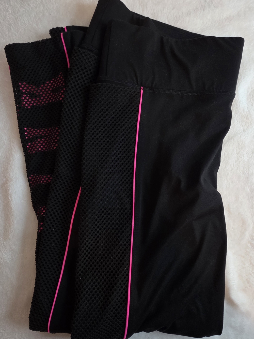 Victoria's Secret Black Leggings with Hot Pink Piping